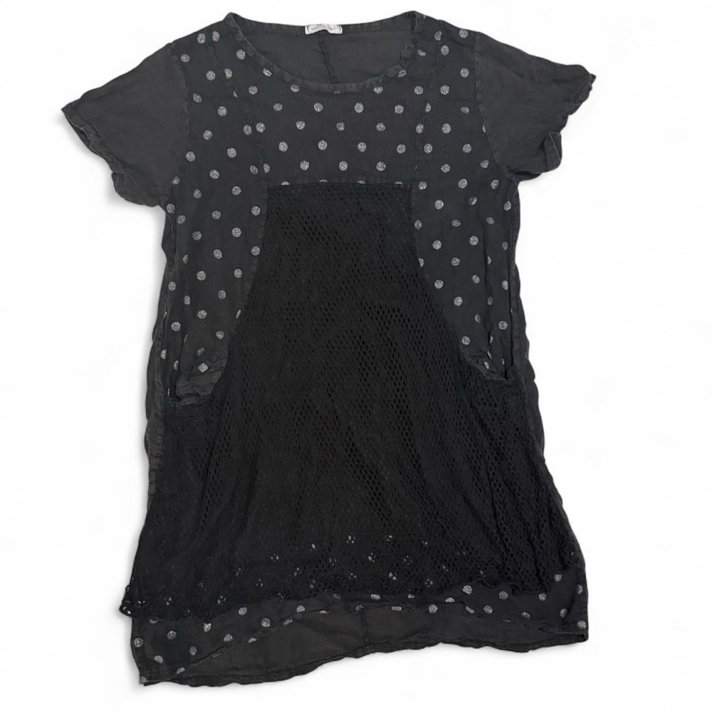 Charcoal & Black Polkadot Netted Dress